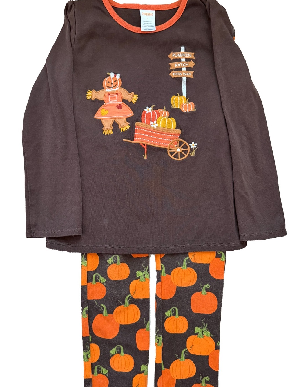 Gymboree Pumpkin Patch Scarecrow Top & Ponte Leggings Size 7 VGUC